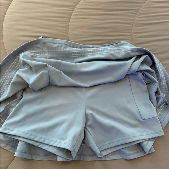 Halara Blue Pleated Cheer Skort with White Stripes - M - Picture 3 of 4